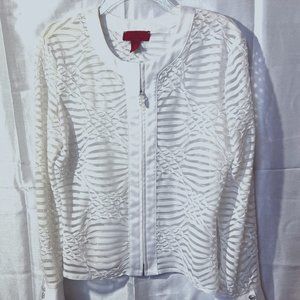 JC Collections-Holiday/Wedding/Party-White long diamond sleeves-Sheer-Jacket